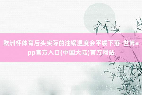 欧洲杯体育后头实际的油锅温度会平缓下落-世博app官方入口(中国大陆)官方网站