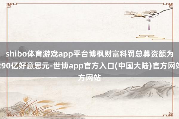 shibo体育游戏app平台博枫财富科罚总募资额为290亿好意思元-世博app官方入口(中国大陆)官方网站
