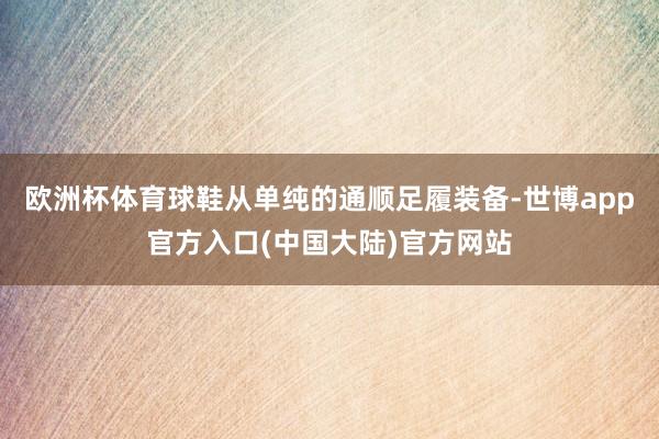 欧洲杯体育球鞋从单纯的通顺足履装备-世博app官方入口(中国大陆)官方网站