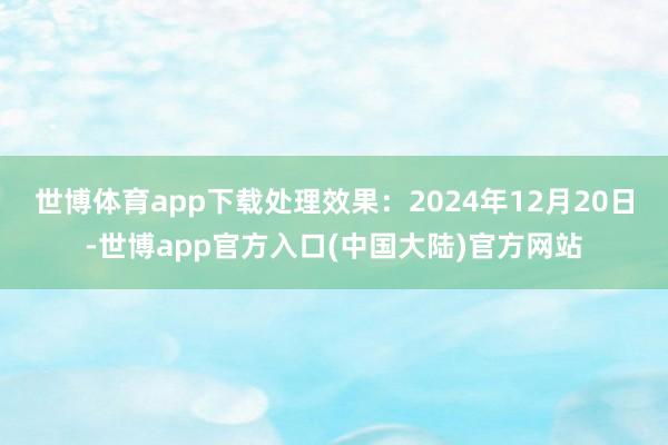 世博体育app下载处理效果：2024年12月20日-世博app官方入口(中国大陆)官方网站