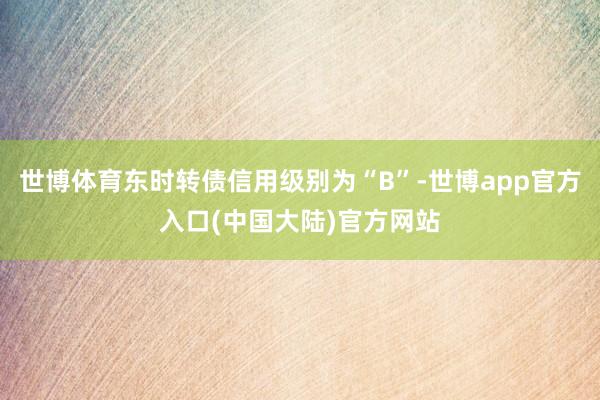 世博体育东时转债信用级别为“B”-世博app官方入口(中国大陆)官方网站