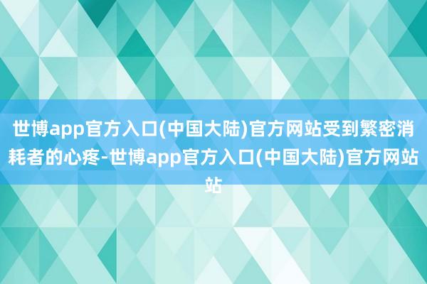 世博app官方入口(中国大陆)官方网站受到繁密消耗者的心疼-世博app官方入口(中国大陆)官方网站