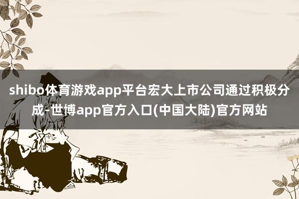 shibo体育游戏app平台宏大上市公司通过积极分成-世博app官方入口(中国大陆)官方网站