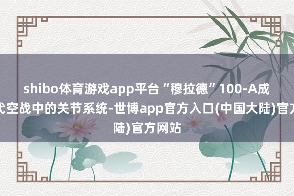 shibo体育游戏app平台“穆拉德”100-A成为当代空战中的关节系统-世博app官方入口(中国大陆)官方网站