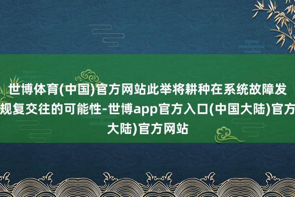 世博体育(中国)官方网站此举将耕种在系统故障发生后规复交往的可能性-世博app官方入口(中国大陆)官方网站