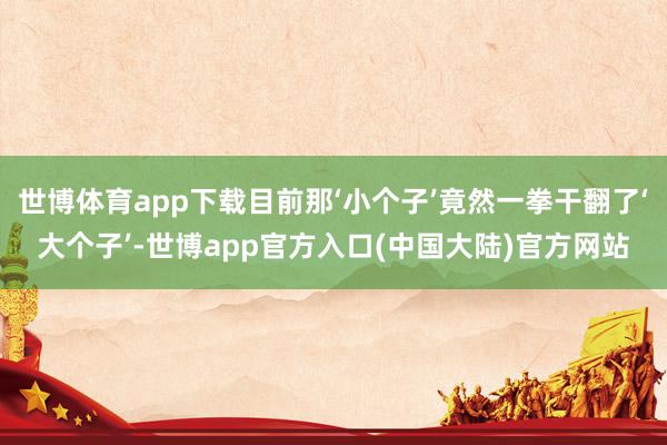 世博体育app下载目前那‘小个子’竟然一拳干翻了‘大个子’-世博app官方入口(中国大陆)官方网站