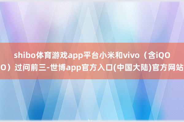 shibo体育游戏app平台小米和vivo（含iQOO）过问前三-世博app官方入口(中国大陆)官方网站