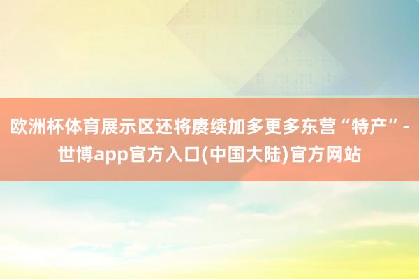 欧洲杯体育展示区还将赓续加多更多东营“特产”-世博app官方入口(中国大陆)官方网站