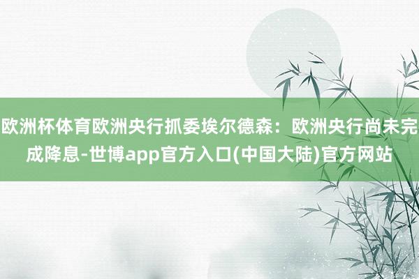 欧洲杯体育欧洲央行抓委埃尔德森：欧洲央行尚未完成降息-世博app官方入口(中国大陆)官方网站
