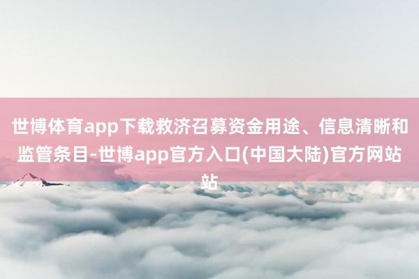 世博体育app下载救济召募资金用途、信息清晰和监管条目-世博app官方入口(中国大陆)官方网站