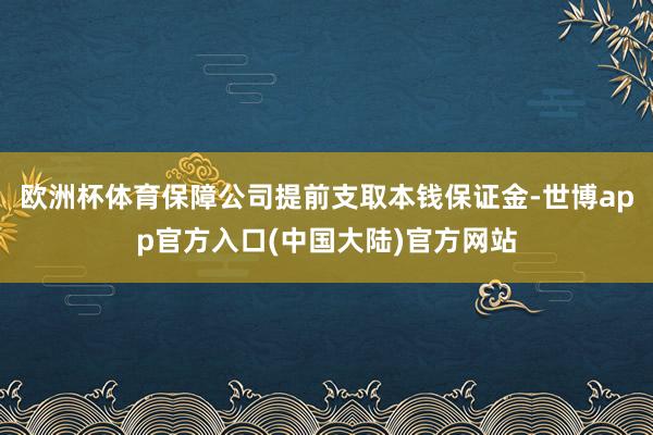 欧洲杯体育保障公司提前支取本钱保证金-世博app官方入口(中国大陆)官方网站