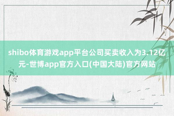 shibo体育游戏app平台公司买卖收入为3.12亿元-世博app官方入口(中国大陆)官方网站