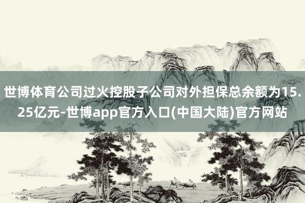 世博体育公司过火控股子公司对外担保总余额为15.25亿元-世博app官方入口(中国大陆)官方网站