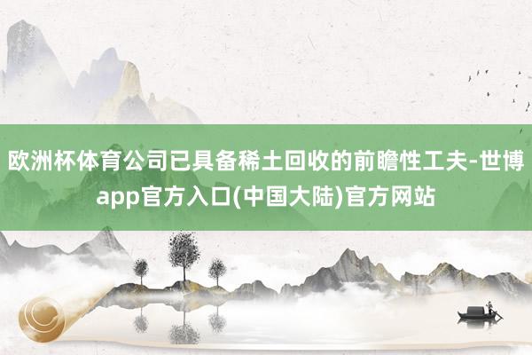 欧洲杯体育公司已具备稀土回收的前瞻性工夫-世博app官方入口(中国大陆)官方网站